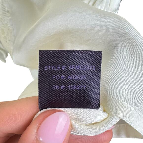 Hale Bob NWT Cream White Charmeuse Lacy Sheer Long Sleeve Button Up Blouse - Picture 11 of 14